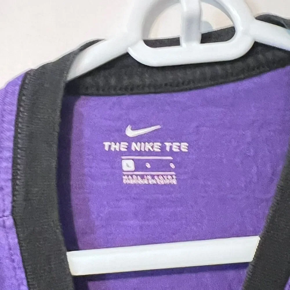 Vintage Nike Air Boys T-Shirt Size L Black Purple Hybrid Graphic Print Tee